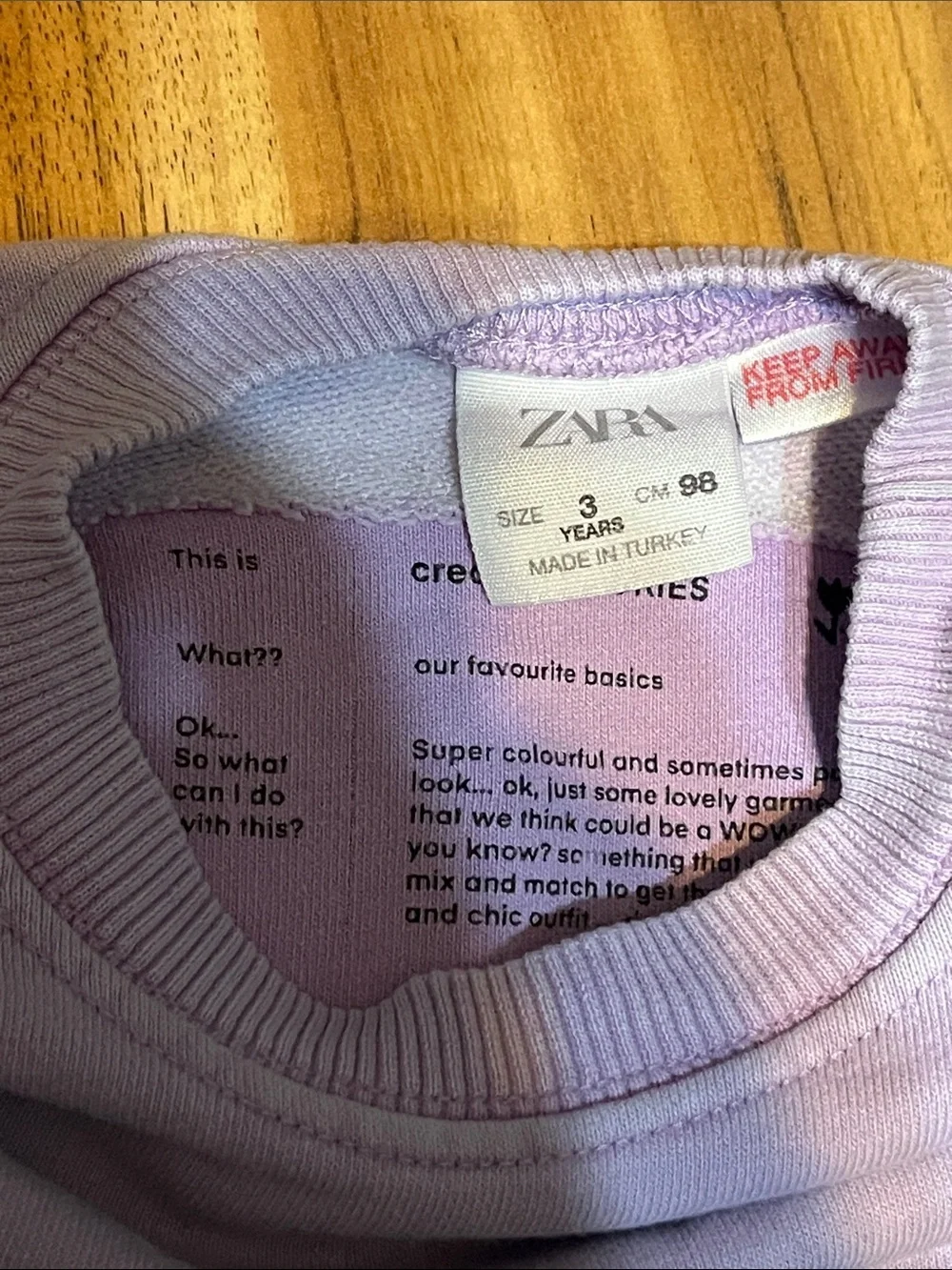 Zara Lilac Crewneck Sweatshirt and shorts/t shirt 3 piece set girls 3 years old